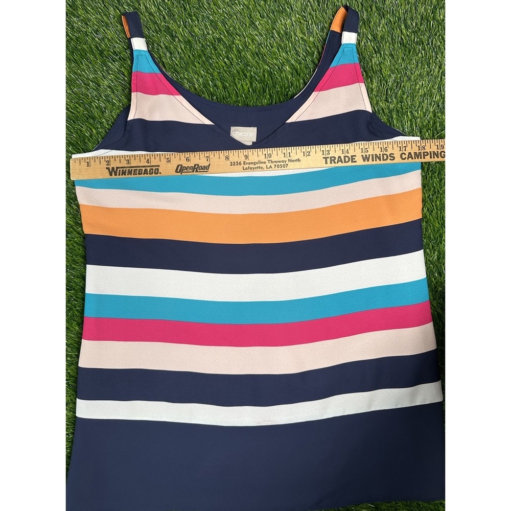 NEW Chico's Convertible 2 Piece Twin Set Bold Multi Color‎ Stripes Size Small - Picture 6 of 9